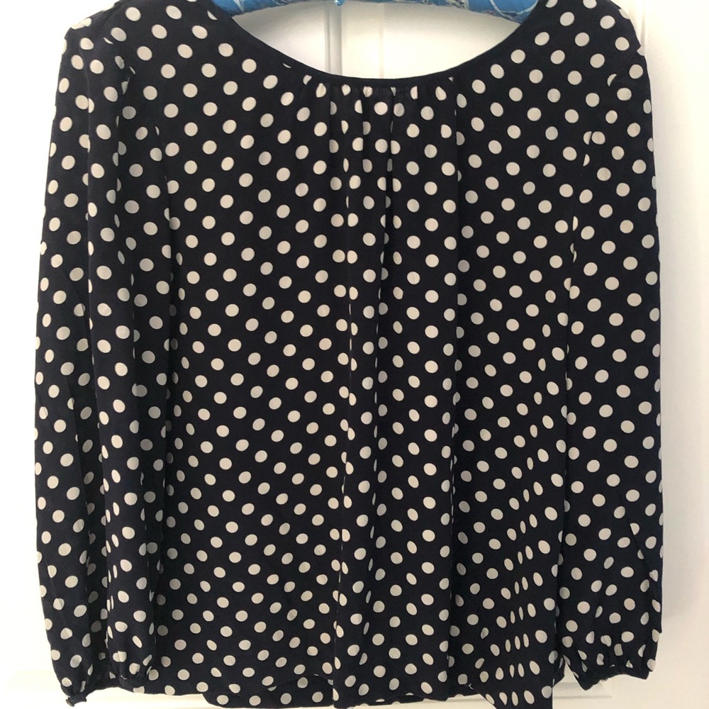J Crew Navy Polka Dot Blouse